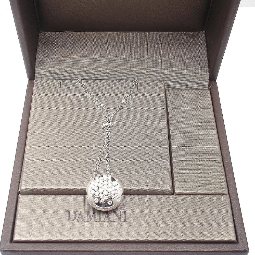 Authentic Damiani 18k White Gold Diamond Drop Cluster Pendant Necklace - Picture 12 of 12